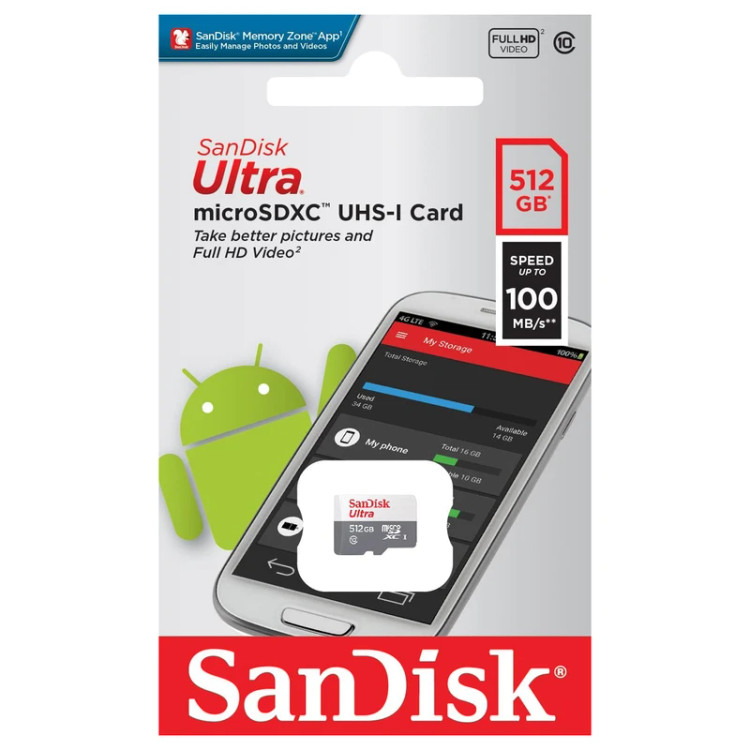 رم میکرو 512 گیگ سن دیسک SanDisk Ultra C10 100MB/s