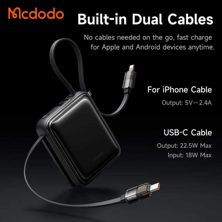 پاور بانک فست شارژ مک دودو MC-255 PD QC3.0 22.5W ظرفیت 10000 میلی آمپر