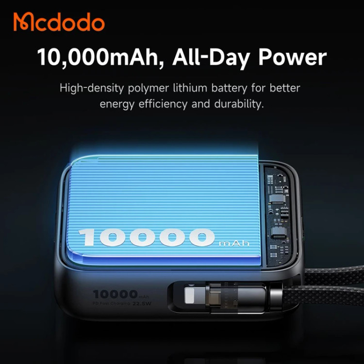 پاور بانک فست شارژ مک دودو MC-255 PD QC3.0 22.5W ظرفیت 10000 میلی آمپر